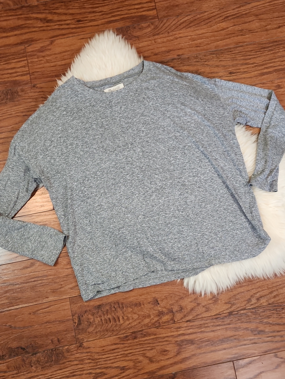 Madewell Heathered Gray Crewneck Longsleeve Womens Shirt